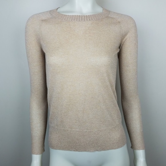 J Crew Sparkle Crewneck Gold Sweater 